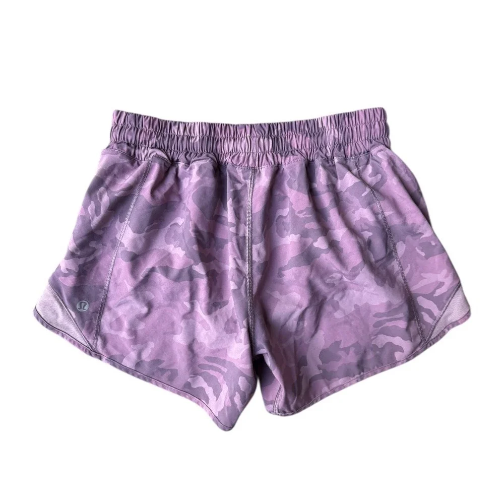 Lululemon Speed Up Camo Print Running Shorts Women's Size 6 Purple